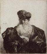 REMBRANDT Harmenszoon van Rijn Old Man with Beard,Fur Cap and Velvet Cloak oil painting artist